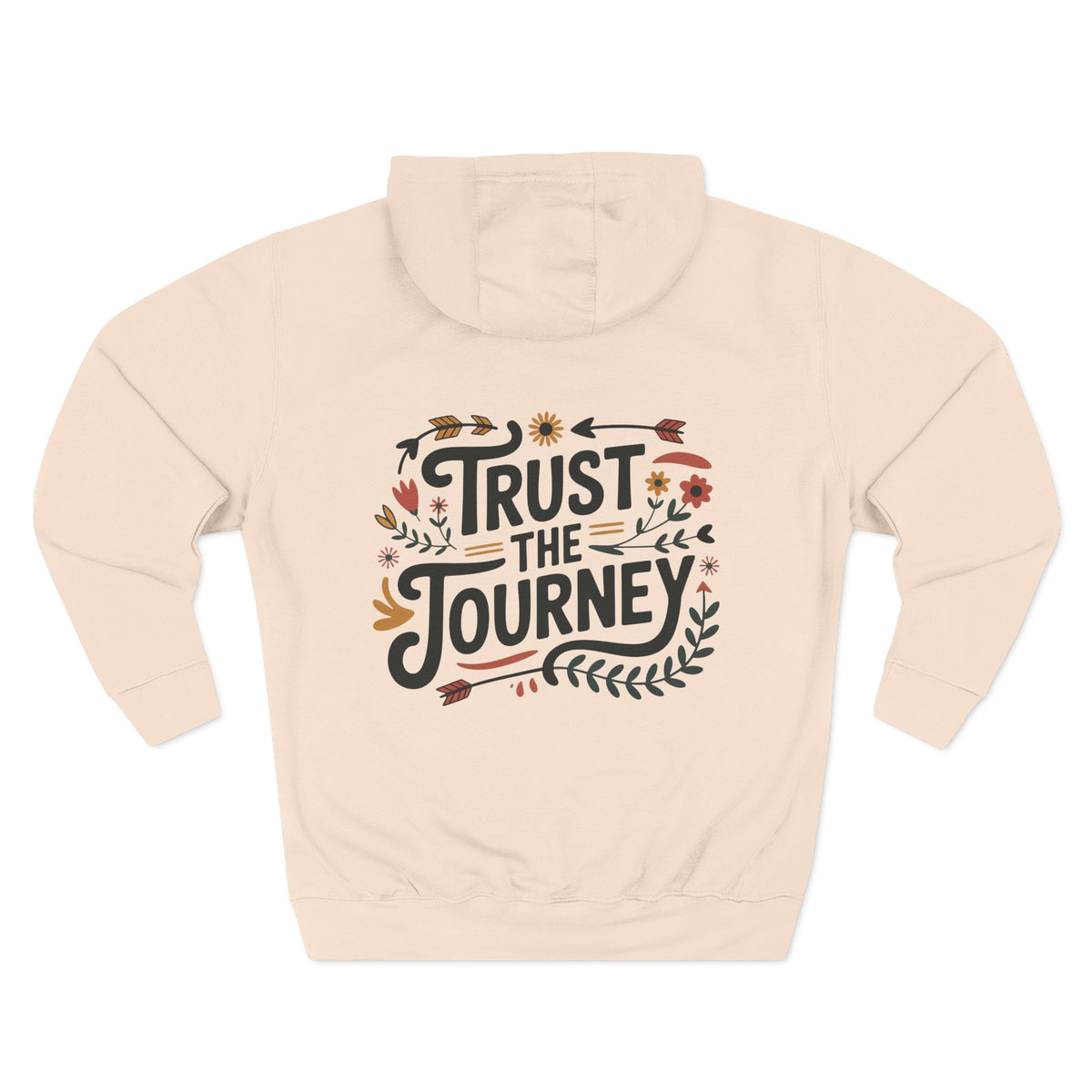 Front view of pale pink hoodie with customizable name embroidered on the chest