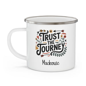Personalized "Trust the Journey" Enamel Mug – Boho Name Mug for Her, 12oz