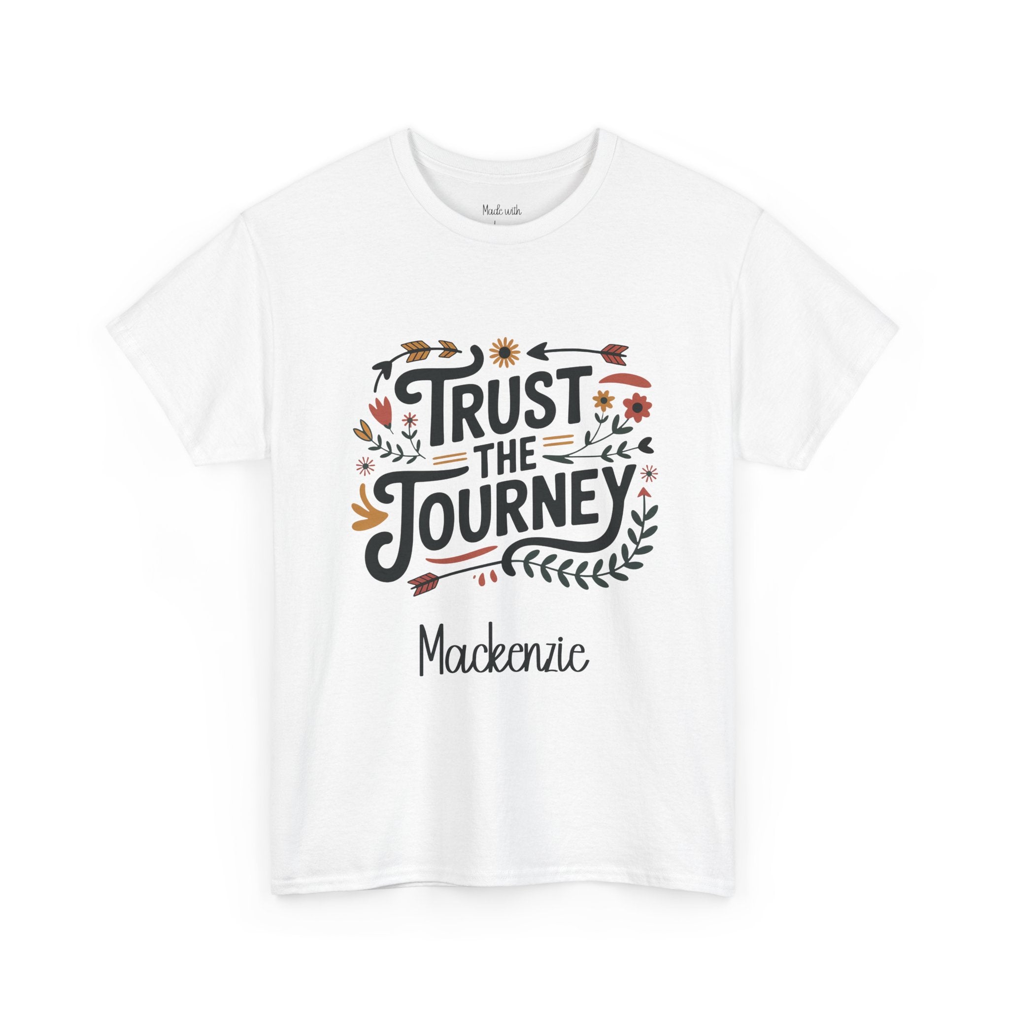Trust The Journey personalized t-shirt with name on the front
