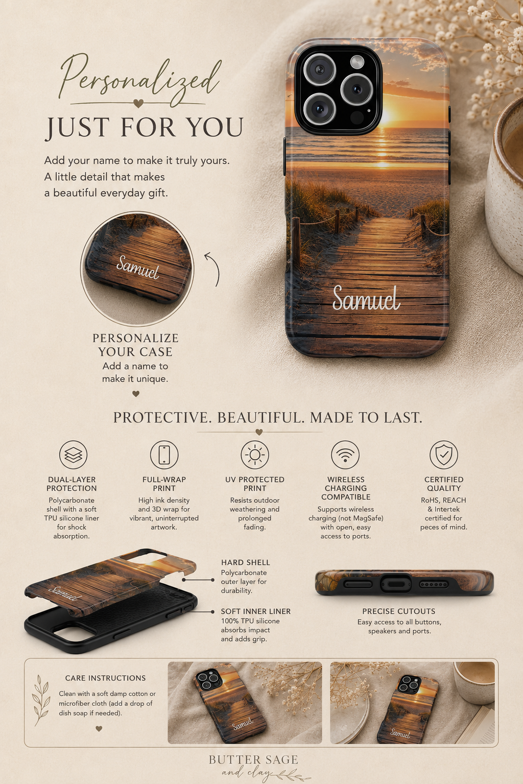 Vintage songbird phone case shown in a lifestyle setting
