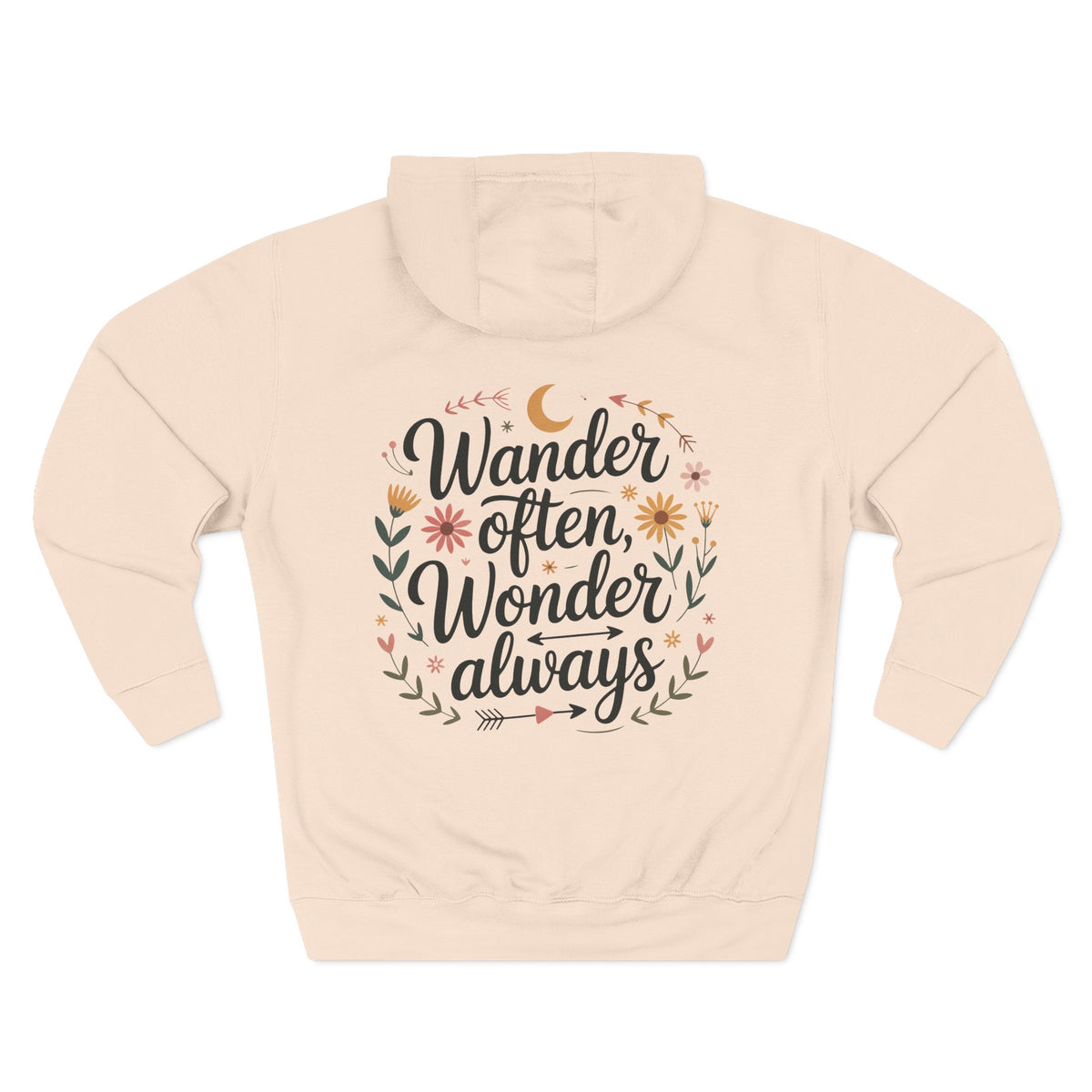 Front view of pale pink hoodie with customizable name embroidered on the chest