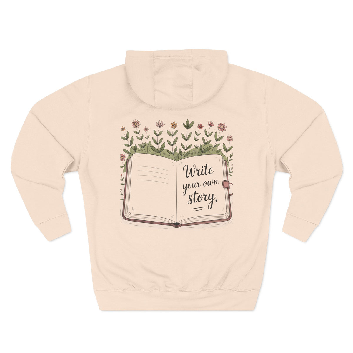 Front view of pale pink hoodie with customizable name embroidered on the chest