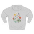 Heather grey personalized hoodie, back view, with “You Make Life Bloom” design